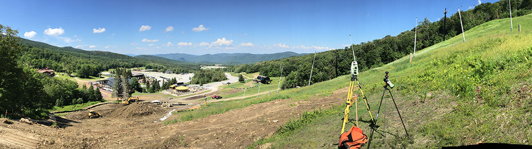 Construction stakeout of pier location for Killington Ski Jump
